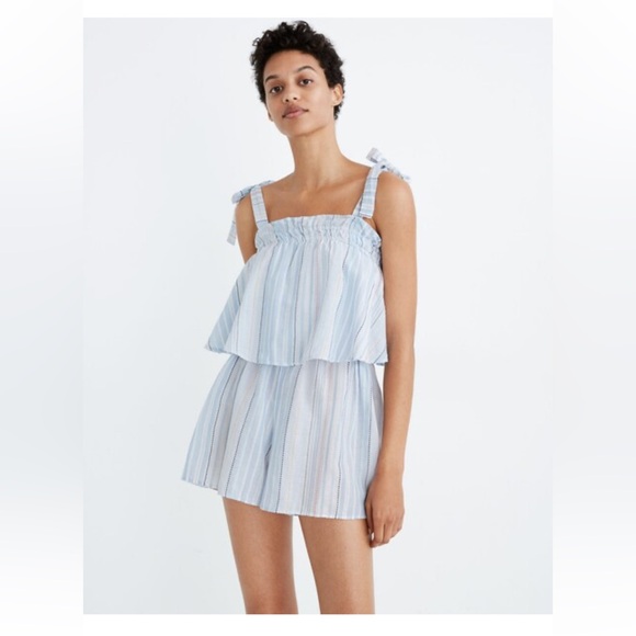 Medium Madewell Tie-Strap Overlay Cover-Up Romper - Picture 1 of 10